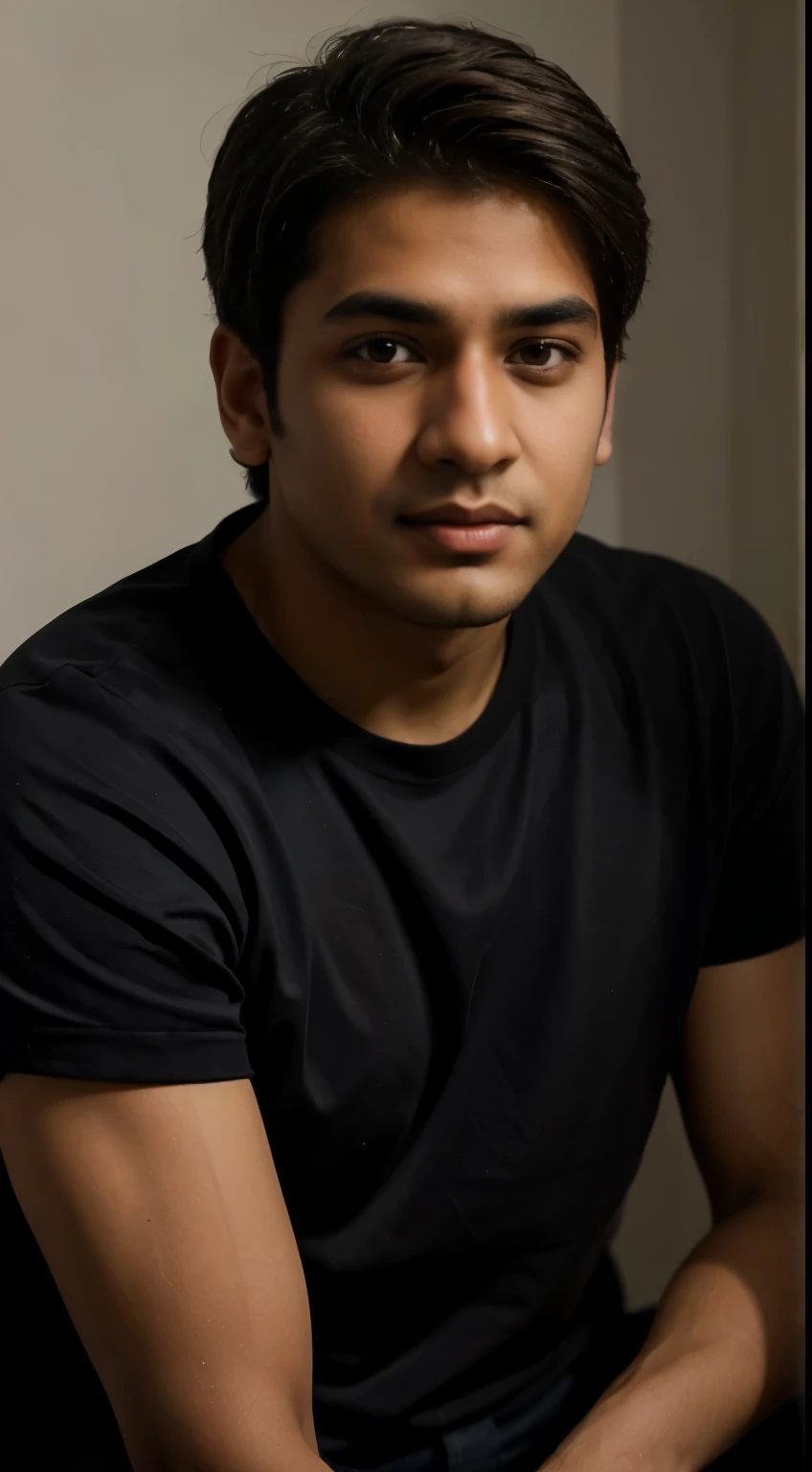 Handsome boy rahul, realistic, short hair, brown eyes, indian young face