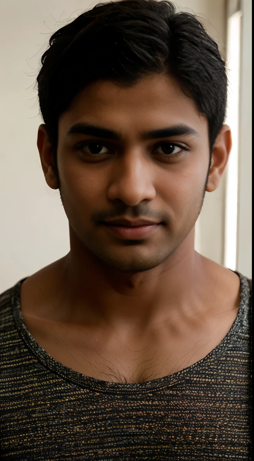 Handsome boy rahul, realistic, black hair, brown eyes, indian young face