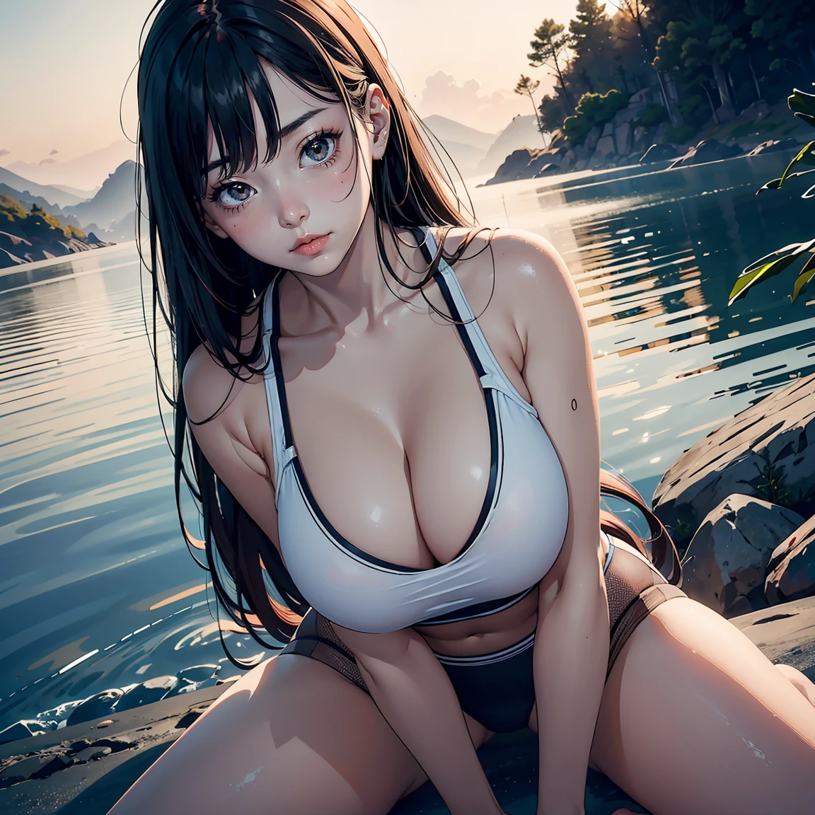(highest quality,high resolution,(Ultra high fine mesh,4K), (ultra high resolution,8K),muste piece:1.2), (perfect anatomy,Anatomically accurate), girl doing yoga, peaceful and calm background, beautiful and fine eyes, flowing long hair, Yoga Clothing, elegant pose, in nature by candlelight, soft and gentle lighting, (very detailed and beautiful face), professional photography techniques, Bright colors, natural light, (very detailed and beautiful face), (large breasts:1.3), mindfulness meditation, Close ~ eyes, Morning fog