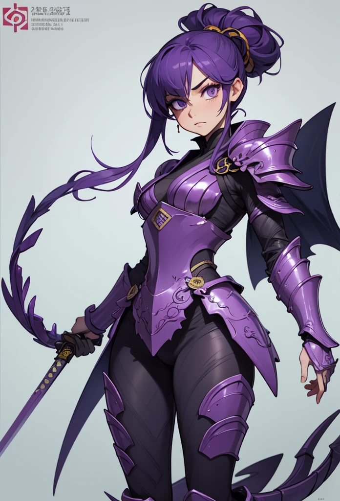 (Detailed illustrations,Very detailed and detailed drawing,Delicate lines with slow and rapid,Realistic texture expression),[Color tressed main line],(Fantasy World Battlefield Background [Burning castle]),(GIRL ROBOT 16yo (purple scorpion[METALFACE]) (SKINNY)) [WEAPON MACHINE],((NINJA Sengoku Armor))[stall],[[poisonous scorpion pattern]],[Use a ninja sword as a weapon],[[Mobile Weapon Gigant Size][Science Fiction Mechanical]],[Clear purple translucent shell that covers the body surface],(Intricate and beautiful decoration [Dense detail]),[Transparency],(Precisely drawn face)[完璧な目のdetaileds(Iris beautifully drawn in every detail)[Jewel-like eyes]],[long and beautiful eyelashes],[Meticulously drawn hair [美しく艷やかな髪のdetaileds]],(完璧な手のdetaileds [Beautiful fingers without breakdowns [Beautiful nails]]),(Perfect Anatomy(Perfectly proportioned))[[Full body like]],[Ideal color coordination(Accurate simulation of light-material interactions)],([Precision Detail](detaileds,high-detail)),[Visual art that conveys a sense of narrative].