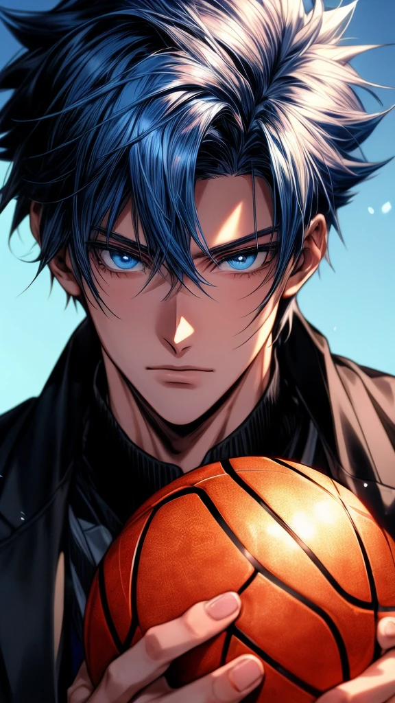 anime boy with blue eyes holding a basketball ball in his hands, tall anime guy with blue eyes, 4 k manga wallpaper, 4k anime wallpaper, stunning anime face portrait, handsome anime eyes, anime style 4 k, anime wallpaper 4k, anime wallpaper 4 k, detailed digital anime art, clean detailed anime art, detailed anime artwork, hd anime wallaper