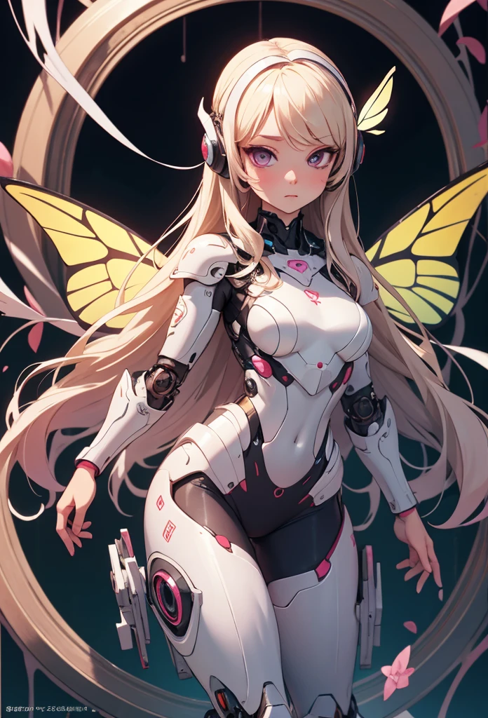 (((Masterpiece)))), (((Highest image quality)))), ((Super detail)), (High definition CG illustration), (cleavage, lower breasts), (((Very delicate and beautiful))),Cinematic Light,(((1Mechanical Bird Girl))),Solo,(Half body shot: 1.2),(Mechanical joints:1.2),((Mechanical limbs)),(Blood vessels connected to tubes),(Mechanical vertebrae attached to the back),( Mechanical neck to wear on the neck)),laughter,(Wire cable attached to the neck:1.2),(Wire cable to the head:1.2),(Character focus),Science Fiction, Extreme Detail, Colorful, Supreme Detail, Rune, Feng Shui, Background
