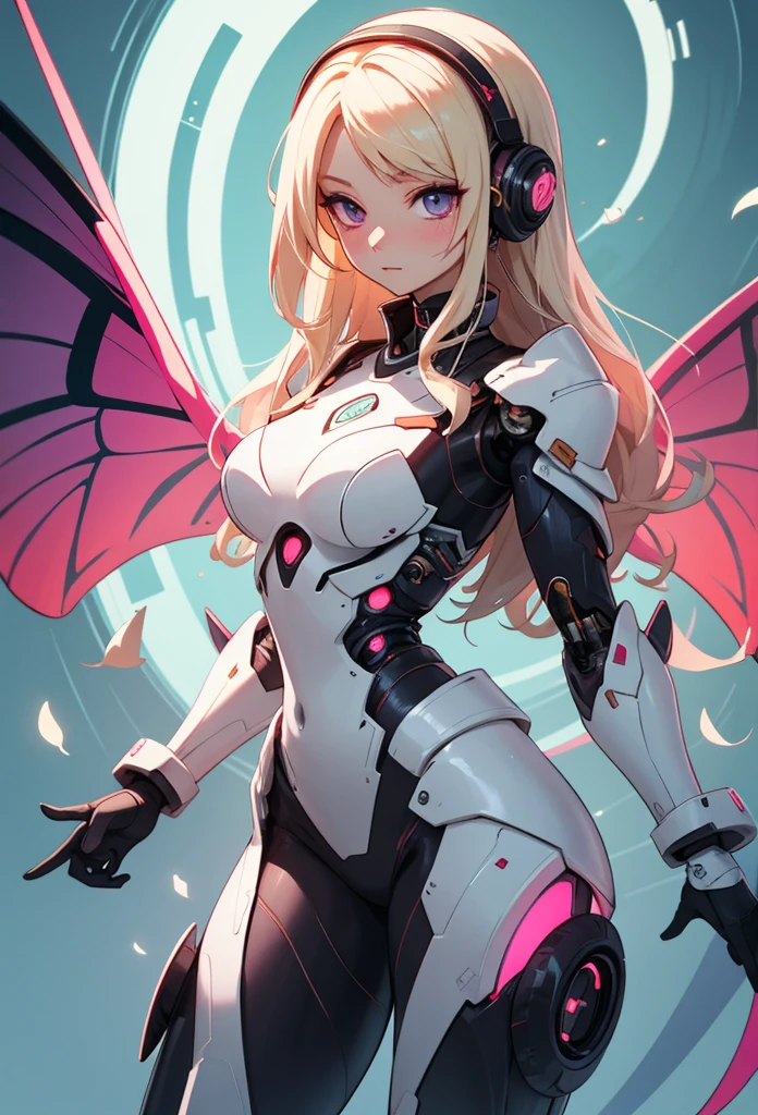 (detailed illustrations,Very detailed and precise drawing,Delicate drawn lines with tempo,Realistic texture expression),[color traced main line],[labo],[[HENTAI]] ANIME (CYBERGirl anime Beauty  Cyborg [lenticular iris][wavy hair (platinum blonde)]),([Butterfly wings] Magenta-pink Papillon cybernean armor [Aurora Armor] Fuselage only transparent material) Cyber Headset,(cybernetic),(intricate and beautiful decoration [Dense detail]),(Fine and beautiful skin expression [transparency]),[完璧な目のdetailed (Beautifully detailed iris)[eyes like jewels]],[long and beautiful eyelashes],[precisely drawn hair [美しく艷やかな髪のdetailed]],(完璧な手のdetailed [Beautiful fingers with no damage [beautiful nails]]),(perfect anatomy(perfectly balanced proportions))[[full body portrait]],[[Design built to the highest level]][ideal color coordination(Accurate simulation of light and material interactions)],([Precision Detail](detailed,High definition)),[Visual art that tells a story].