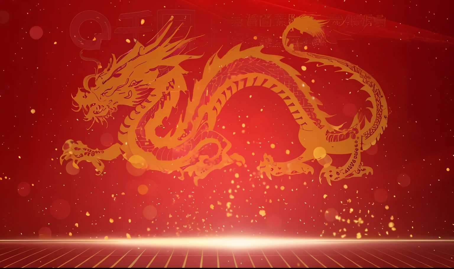 golden chinese dragon，yellow arrow on a Red background with stars, Red-yellow colors, some Red and yellow, Red yellow, Red and yellow, in Red background, vibrant Red background, deep Red background, Red and yellow light, faded Red and yelow,  Red background, Red+, strange Red particles, gradient Red to yellow, Shooting stars on background