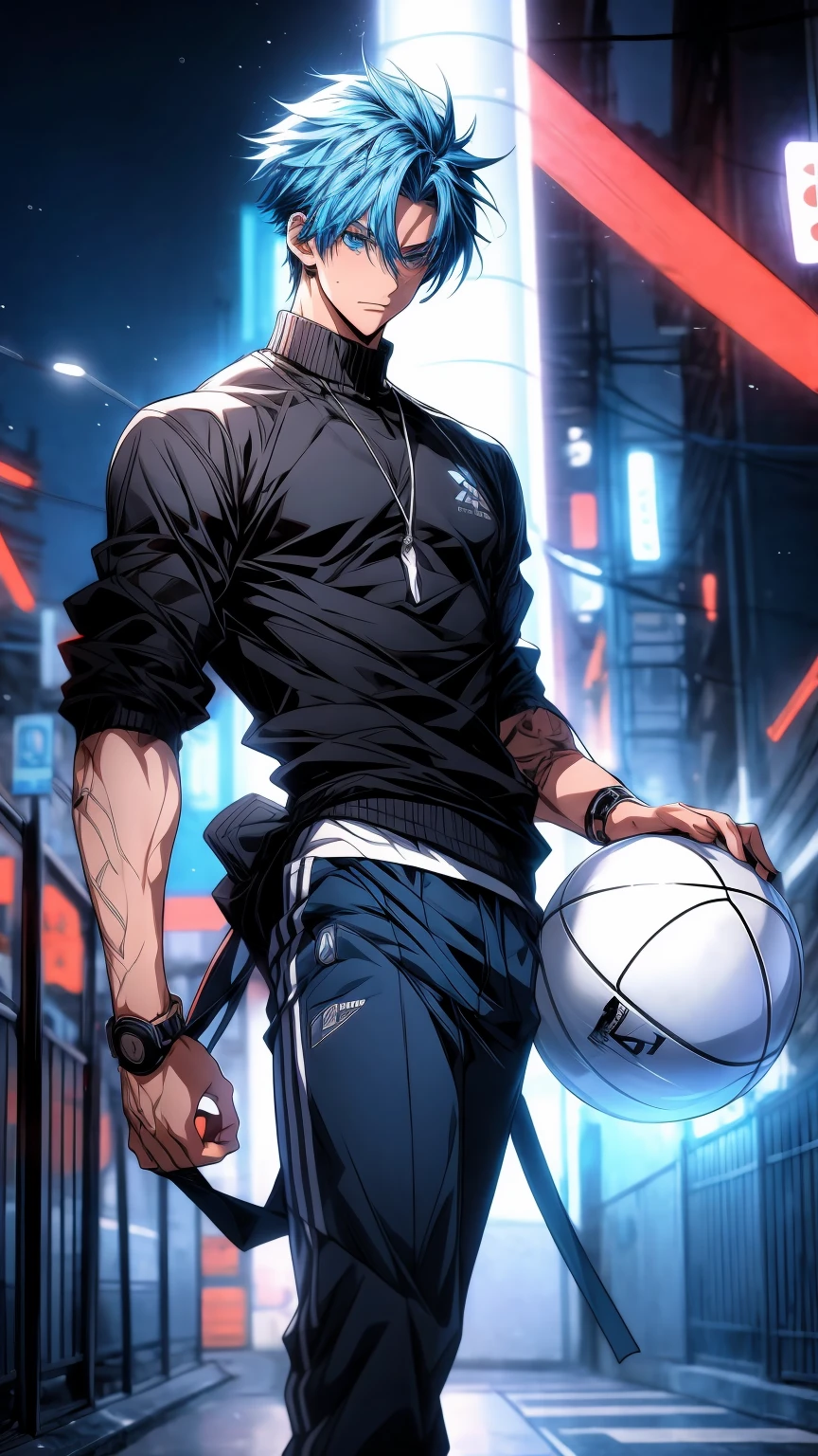 anime boy with blue hair holding a basketball ball in his hands,close-up figure, 4 k manga wallpaper, badass anime 8 k, tall anime guy with blue eyes, anime style 4 k, 4k anime wallpaper, anime wallpaper 4 k, anime wallpaper 4k, anime handsome man, 2 d anime style, handsome anime pose, male anime style, anime art wallpaper 8 k