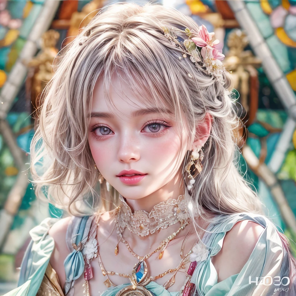 Tiny junior idol in Delicate lace knitted white clothes, Glossy Red lips and tongue, (Exposed:0.9), (nipple:-0.9), (Dynamic closeup, (Dazzling stained glass Background)), (((Renbutsu Misako), colorful Light shines through stunning elaborate stained glass:1.2)), vivid Red colors, lense Particle, lens flare, light Particle, Dazzling Halo. ((Acutance:0.8)), (masterpiece:1.2),(ultra-detailed:1.37),(realistic,photorealistic, ((photo-realistic:1.37))with touch of rawness). (Extremely detailed KAWAII face variations, expression variations), detailed eyes with sparkling highlights, captivating gaze, long eyelashes, subtle blush on the face, rosy cheeks, impeccable skin texture . { full of flowers covering girl's body | Mystic sight | haze }, ((Dynamic-angle, physically-based rendering)) . (((large eyes:-0.9, not Detailed fingers:-0.9))) .