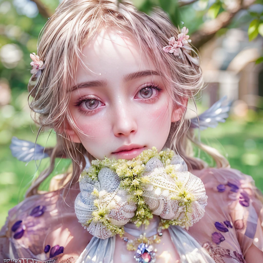 Tiny junior idol in Delicate lace knitted white clothes, (Exposed:0.9), (nipple:-0.9), (Dynamic closeup, (Dazzling stained glass Background)), (((Renbutsu Misako), colorful Light shines through stunning elaborate stained glass:1.2)), vivid Red colors, lense Particle, lens flare, light Particle, Dazzling Halo. ((Acutance:0.8)), (masterpiece:1.2),(ultra-detailed:1.37),(realistic,photorealistic, ((photo-realistic:1.37))with touch of rawness). (Extremely detailed KAWAII face variations, expression variations), detailed eyes with sparkling highlights, captivating gaze, long eyelashes, subtle blush on the face, rosy cheeks, impeccable skin texture . { full of flowers covering girl's body | Mystic sight | haze }, ((Dynamic-angle, physically-based rendering)) . (((large eyes:-0.9, not Detailed fingers:-0.9))) .
