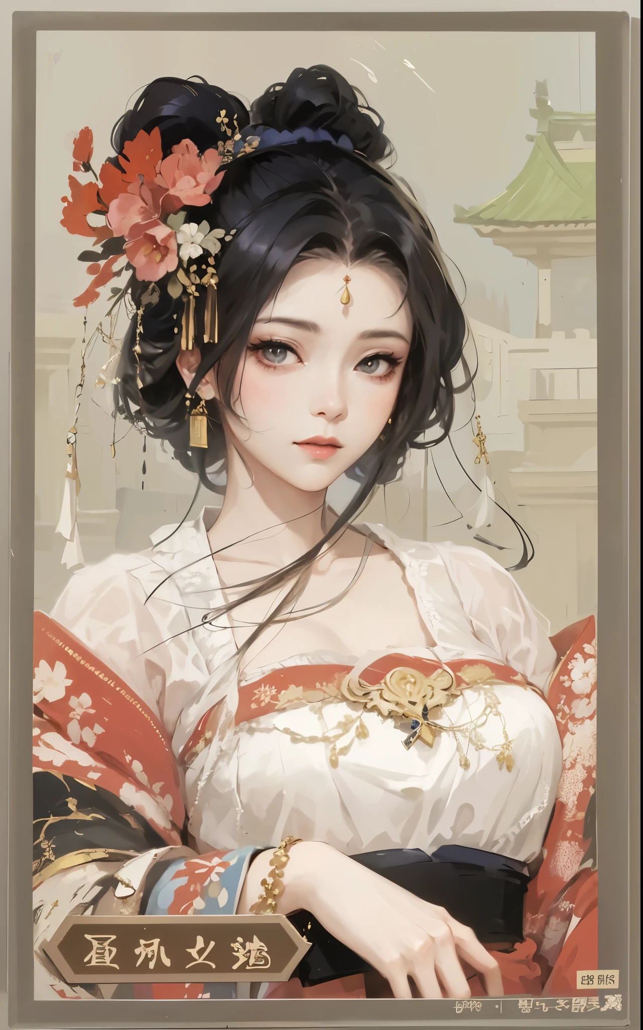a close up of a woman with a flower in her hair, palace , a girl in hanfu, beautiful character painting, guweiz, artwork in the style of guweiz, japanese art style, beautiful anime portrait, a beautiful fantasy empress, ancient chinese princess, ((a beautiful fantasy empreseautiful alluring anime woman, guweiz masterpiece