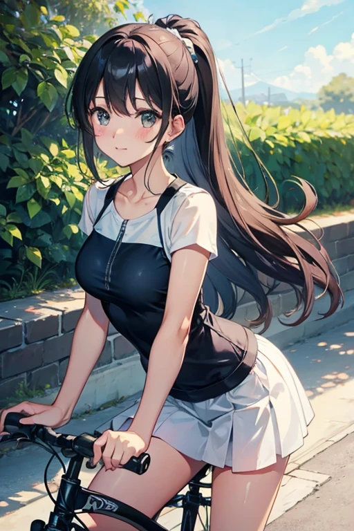 Beauty、rides a bike