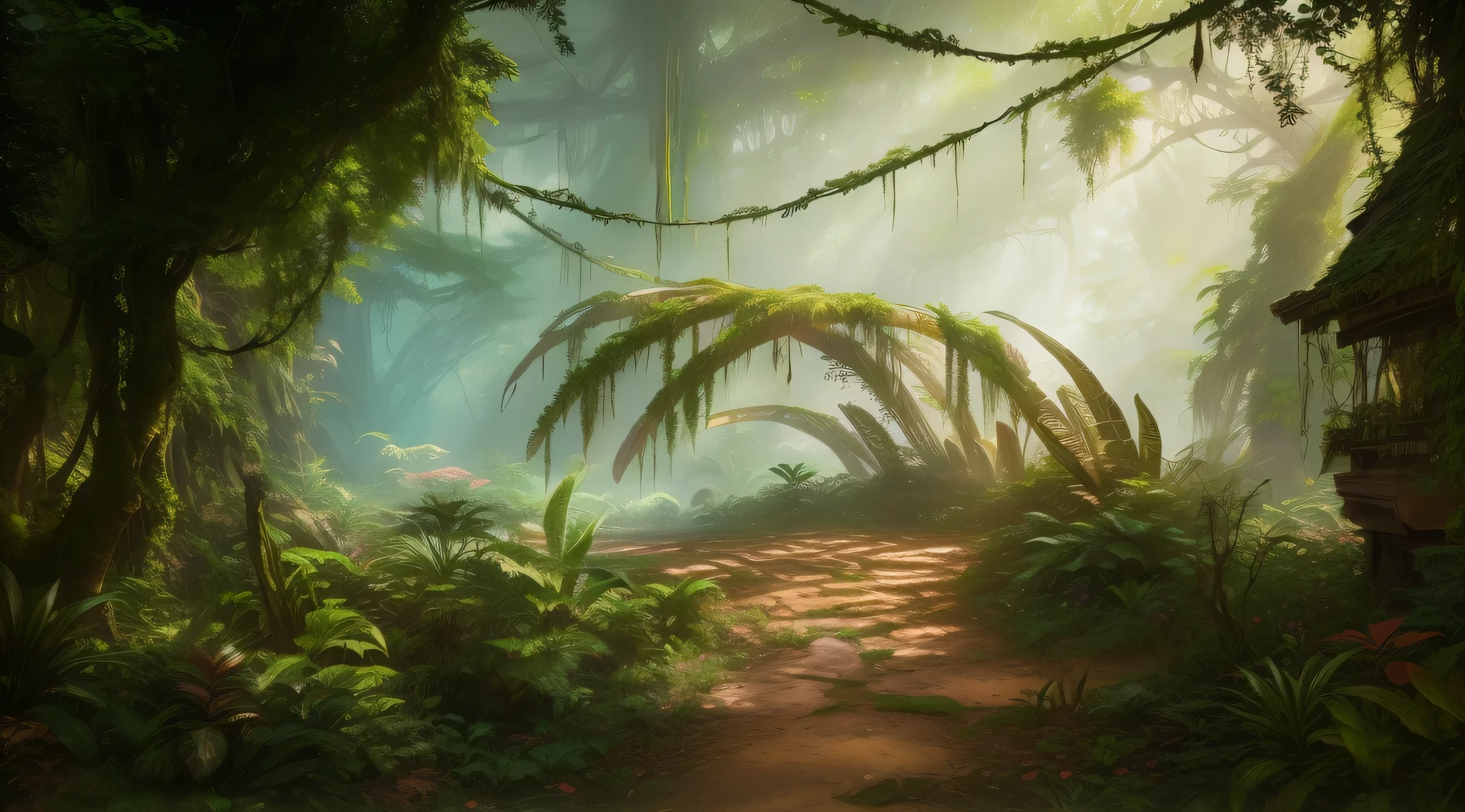 There a path in the jungle,there are many plants,杂草丛生的jungle environment,fantasy forest environment,Unreal Engine 5 Digital Art,Game world,Maya rendering,8k high detail concept art,在一个alien jungle,jungle environment,alien jungle森林,古老的alien jungle,alien jungle,overgrown jungle,fantasy jungle,environment artist,Fantasy forest landscape during daytime,8k HD concept art,4k,8k,Ultra HD Wallpaper