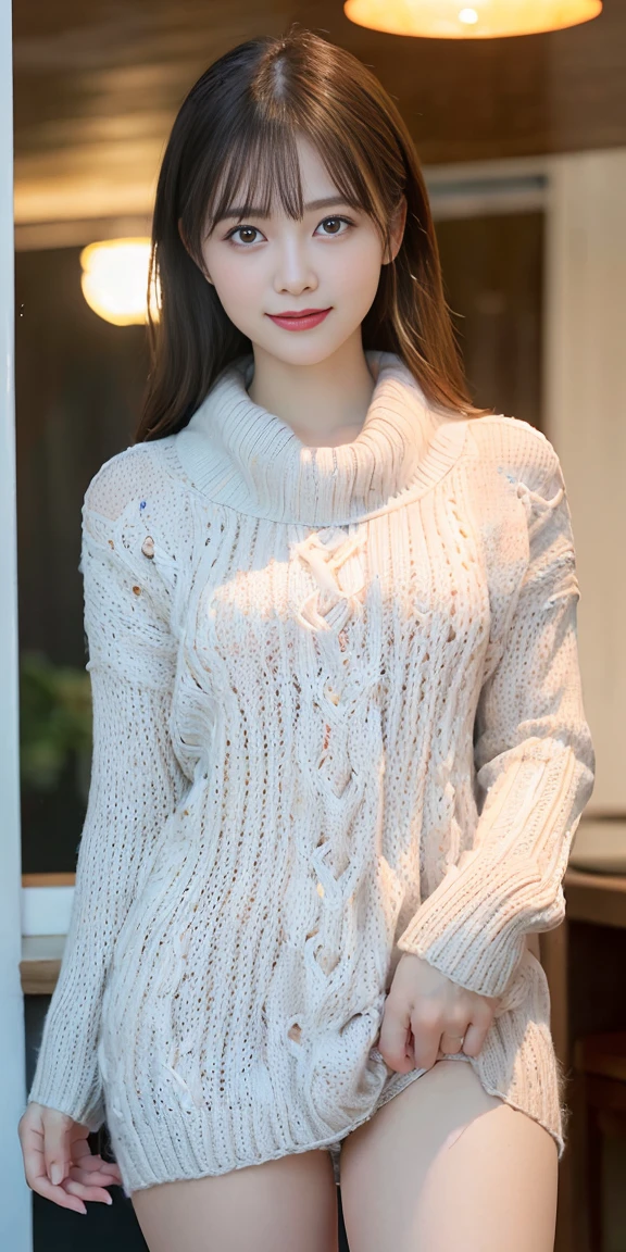 table top, highest quality,
super detailed, finely, High resolution, In 8K,
((photoreal:1.4, Raw photo, Super high resolution,best image quality: 1.4)),
wallpaper,
((Perfect whole body composition 1.5)),
beautiful and fine eyes, natural color lip,
((gentle smile:1.5)),
((random cute hairstyles)),
((Knitwear:1.5)),
((大から中までのランダムなchestのサイズ、chestの谷間:1.2)),
((chestの開いた服を着て前かがみになる:1.5)),
((Wear random and cute skirts:1.5)),
((chest、arm under look eyewear:0.9)),
((peek from below)),
((random blurred background)),
((Random and cute expressions)),,
((((1 female:1.5))))
Highly detailed and professional lighting、
((Random and cute expressions:1.5))、
((I can see my thighs:1.5))