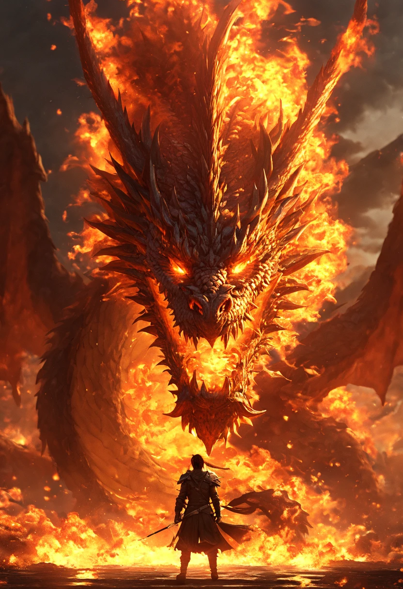 ((Unparalleled)), ((Meticulous)), ((4K)), ((Striking)), ((Enchantinind-blowing)), Dragon Rider, Fire, Scales, raw photo, dramatic lighting, Striking illumination, Intense lighting,