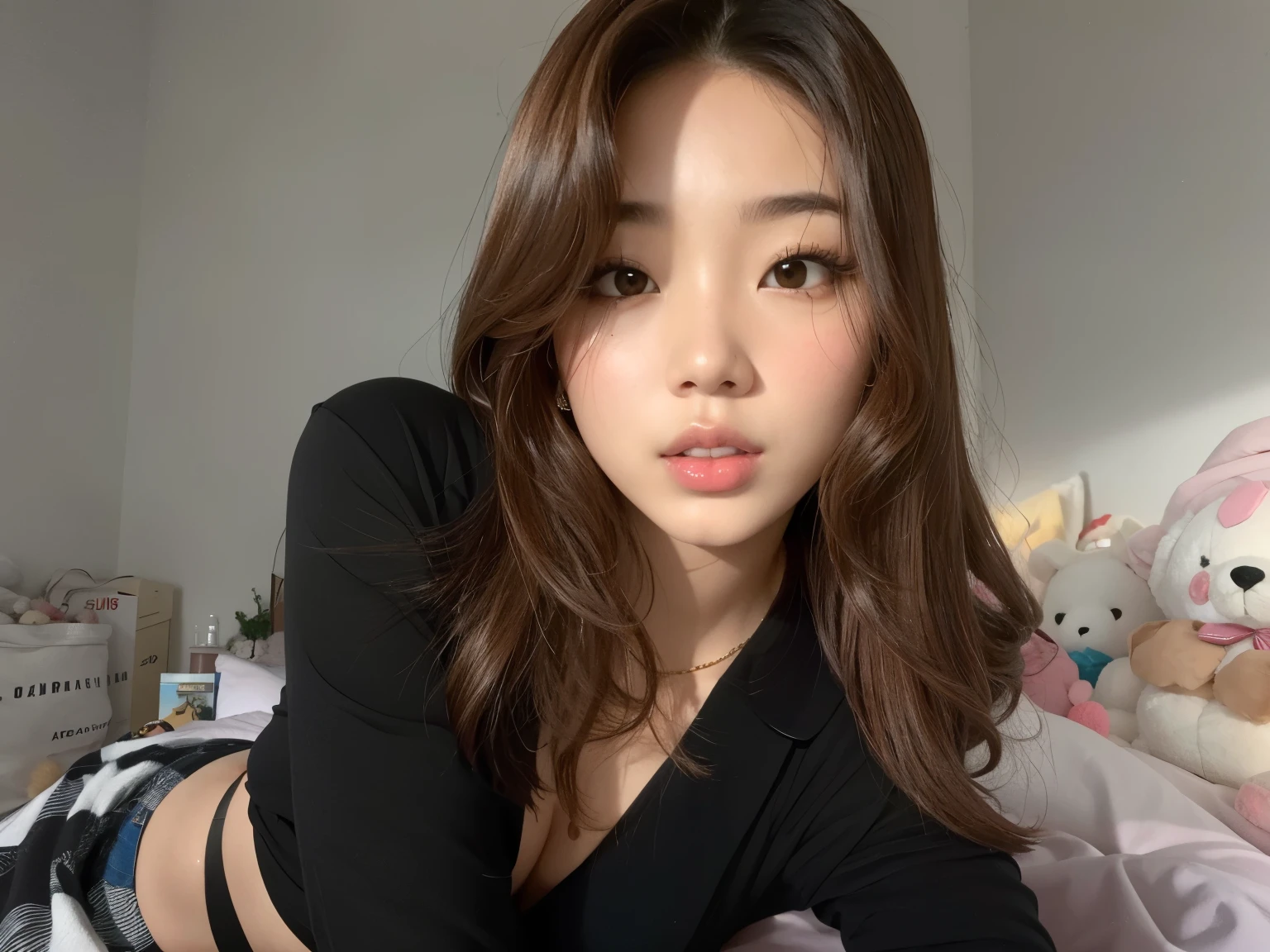 There is a woman lying in bed with a stuffed animal, Menina coreana, beautiful south mulher coreana, gorgeous young mulher coreana, beautiful young mulher coreana, mulher coreana, Jennie, young lovely korean face, Kim Jennie, Asian girl, maquiagem sul-coreana popular, beautiful Asian girl, Jennie BLACKPINK, maquiagem coreana popular, Ruby Jennie, a young Asian woman