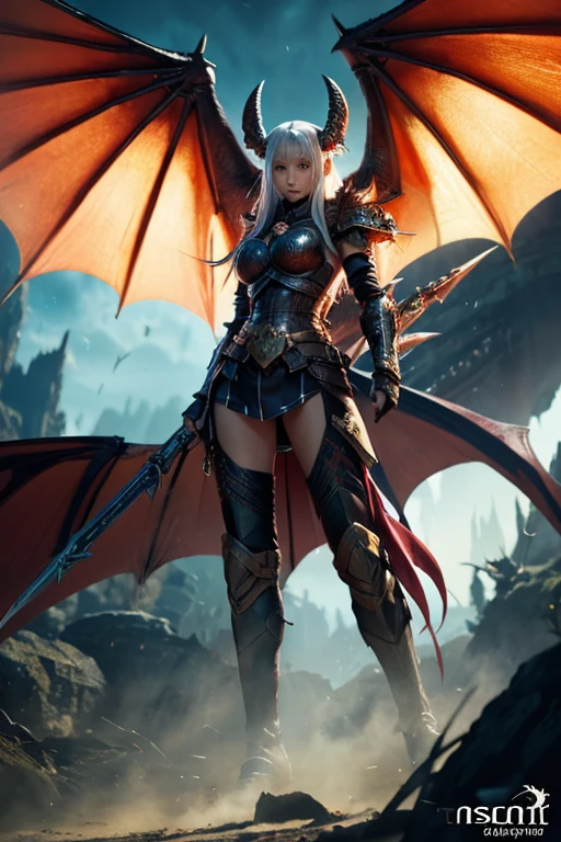 Anime – A stylish woman in armor with a dragon standing in front of a huge dragon、2.5 d CGI anime fantasy artwork、very beautiful berserker woman、anime fantasy artwork、dragon girl、Yang J作、Kushat Krenz Key Art Feminine、armor girl、anime fantasy illustration、Highly detailed artgerm、krenz cushartとartgerm、Cang