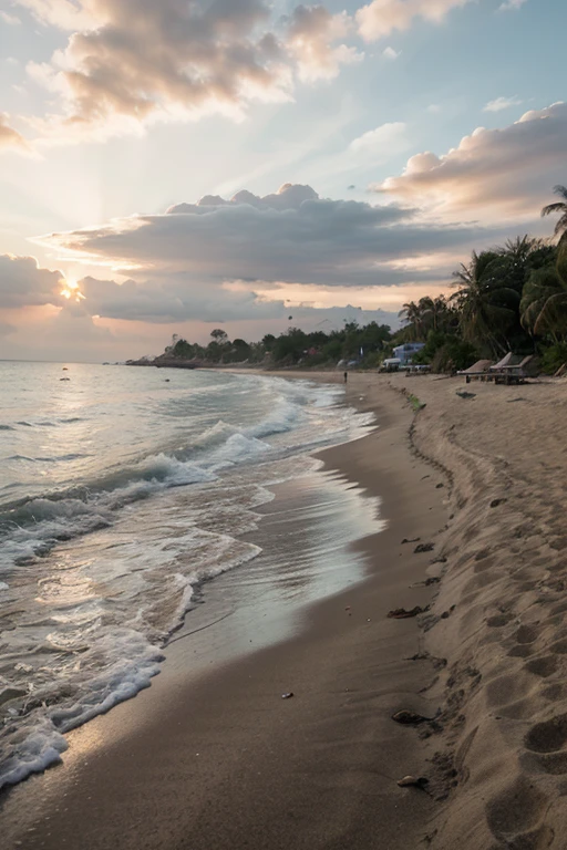 View from beach shore, ultra hd quality in Thailand, empty in the morning