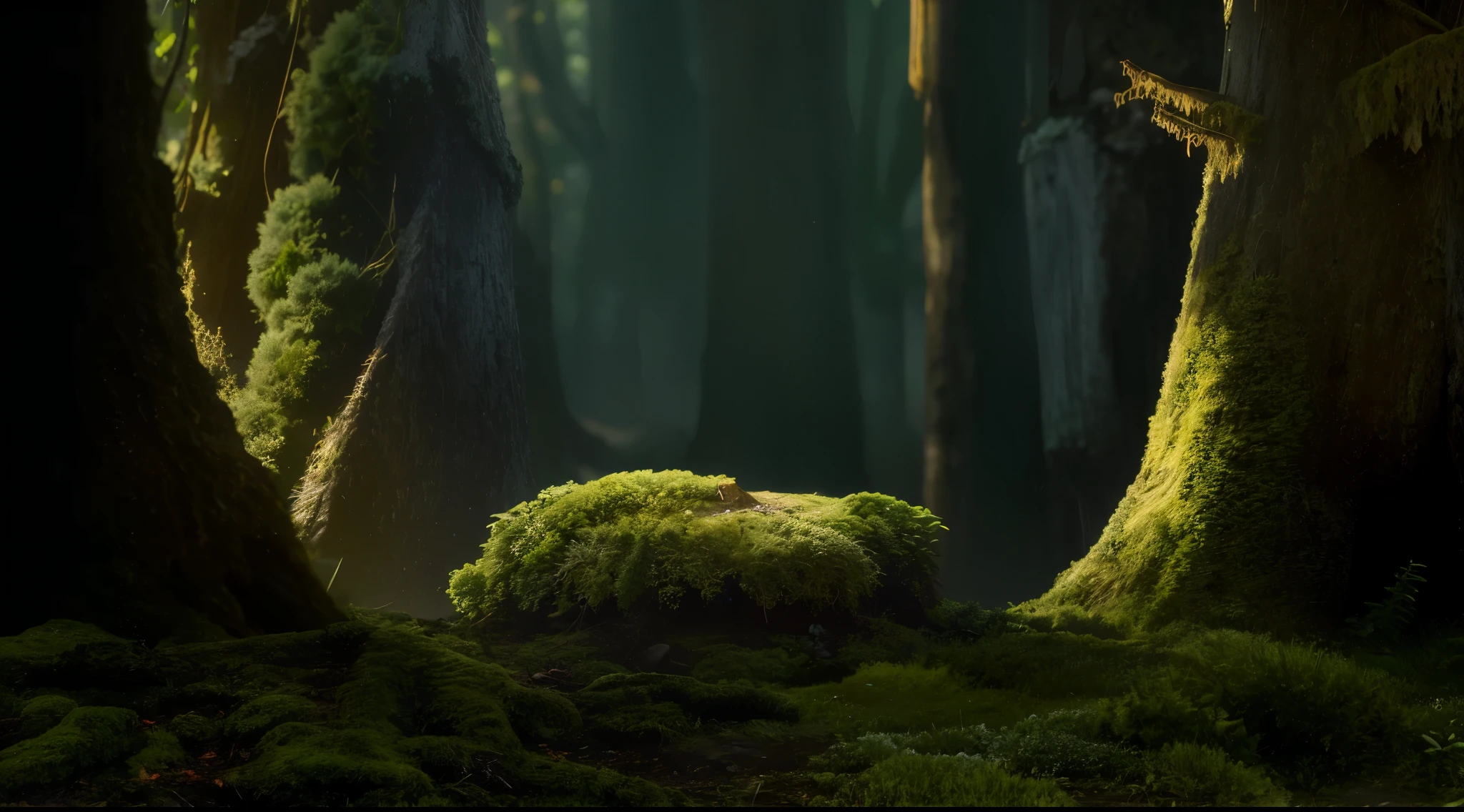 reality,Tree叶,moss,Tree,Light,fog forest,Cinematic quality,8k