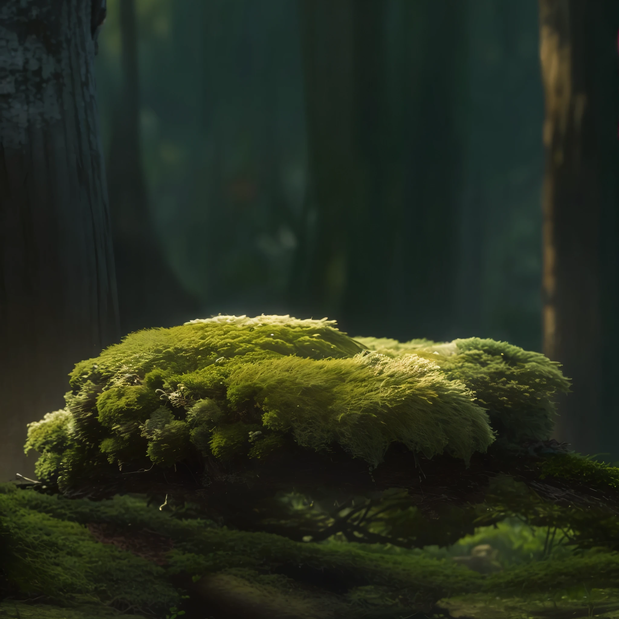 reality，Tree叶，moss，Tree，Light，fog forest，Cinematic quality，8k