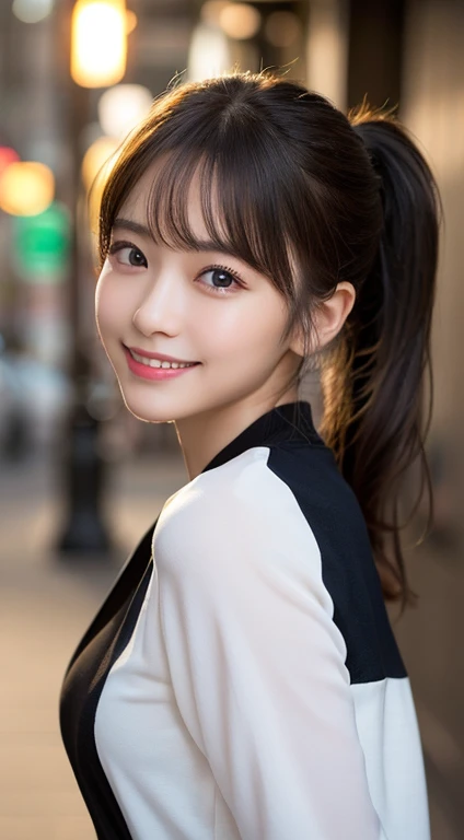 table top, highest quality, figure, super detailed, finely, High resolution, 8k wallpaper, 完璧なダイナミックな構figure, beautiful and fine eyes, Down jacket,ponytail,small breasts natural color lip, bold sexy pose,smile、20 year old girl、cute、sexy shot looking at camera,RAW photo,perfect and beautiful face,beautiful and detailed face、using your whole body、Please take a pose that makes you feel very happy.。.