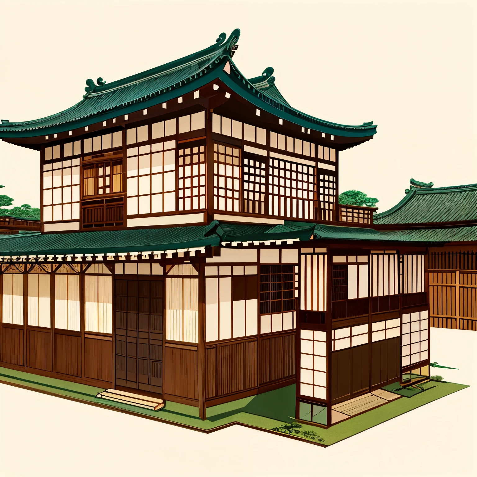 Edo Period　izakaya　Two-story　An illustration　