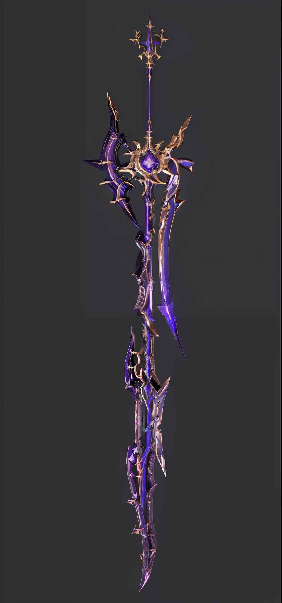 (masterpiece, quality, best quality, official art, Beautiful and beautiful:1.2),(8k, best quality, masterpiece:1.2), luminescent, light,fire,a purple weapon，最高的quality，slender knife，Weird arc，god&#39;s weapon，ultimate weapon，Thunder surroundantasy weapons from China，