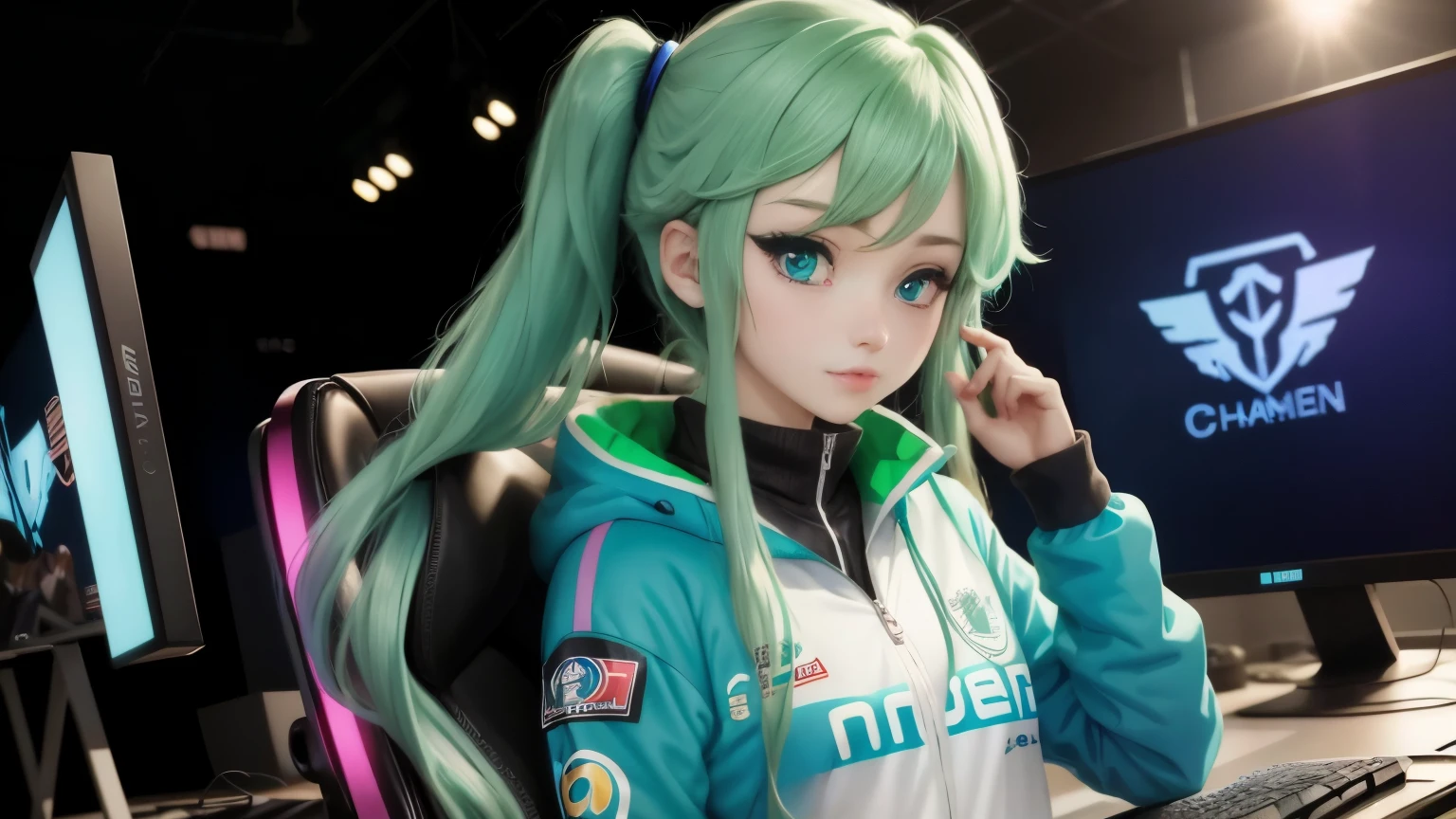 E-Sports Champion blue-green eyes anime girl