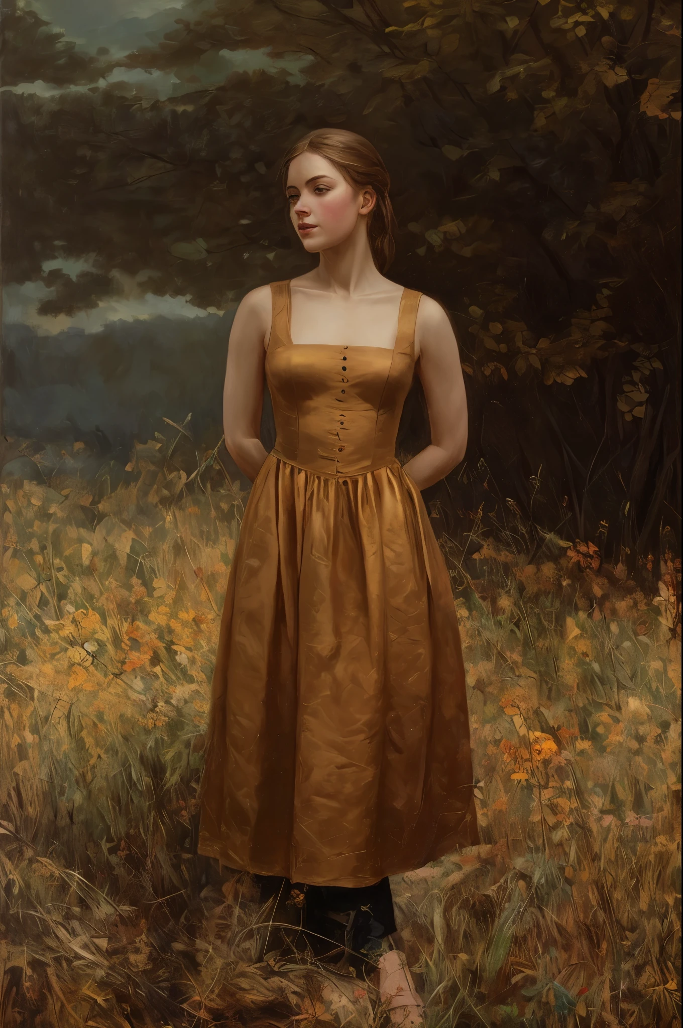 portrait, girl, middle ages, classicism, andrey atroshenko style, painting, beautifully styled hair, traditional media, realistic, figurative, fine art, oil on canvas, HDR, 8K, original character, high resolution, high detail, focus on the face