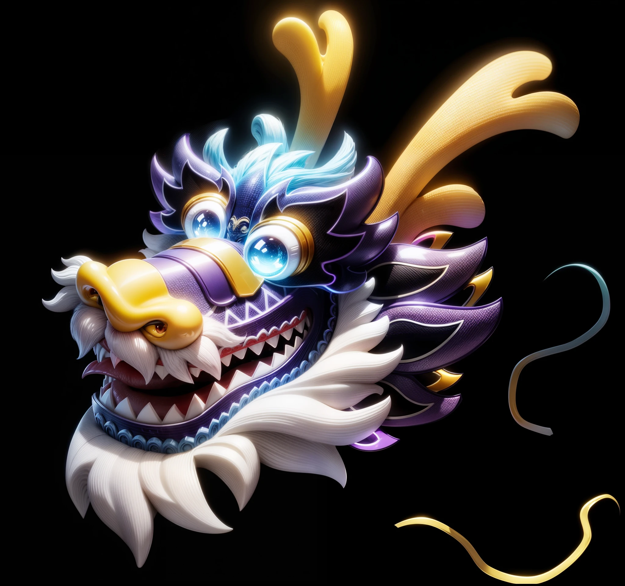 Chinese leader,colorful,white teeth,yellow beard,purple horn,purple nose,red tongue,Smile,cute,Structured,8K