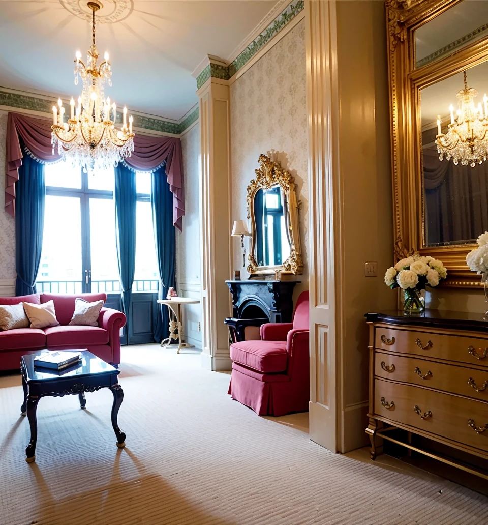 Fancy room, for selfies, moder room, very fine furniture, champagne,