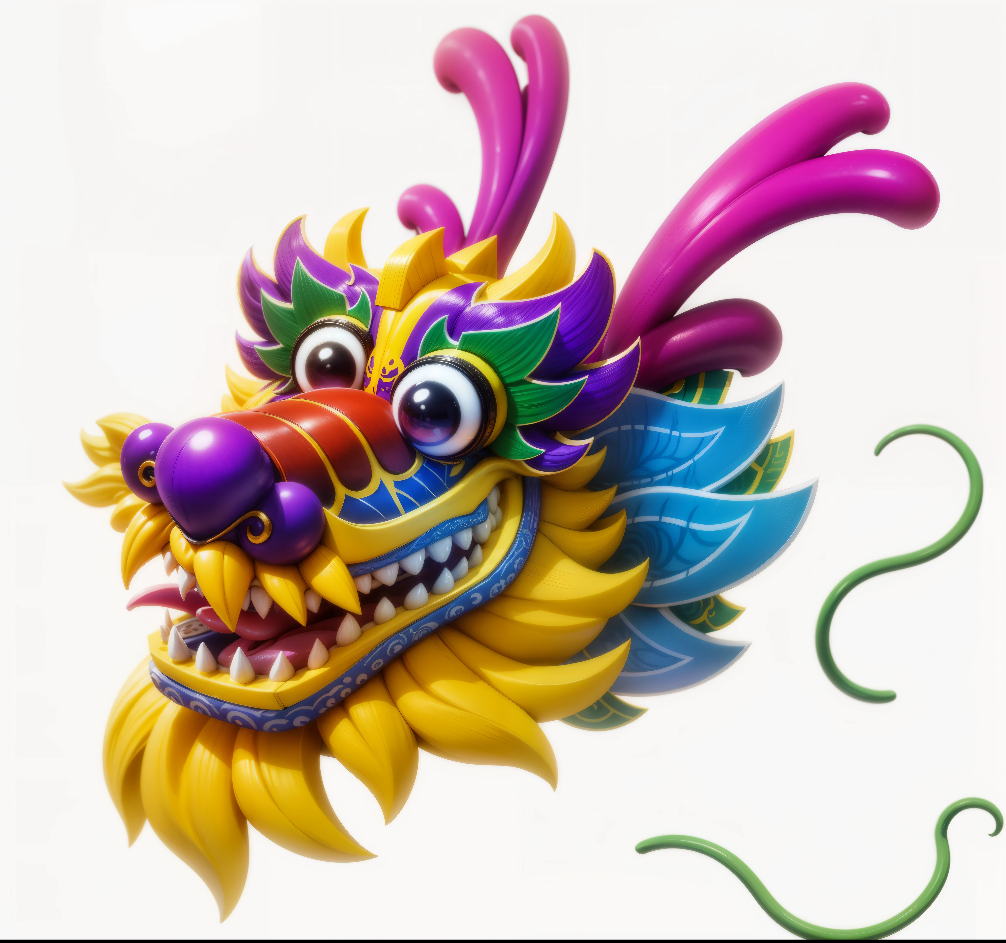  Art,Chinese leaders,Lovely,big eyes,rich and colorful,white teeth,yellow beard,purple horn,purple nose,red tongue,Smile,Lovely,exaggerate,structured,8K three-dimensional sense,mellow