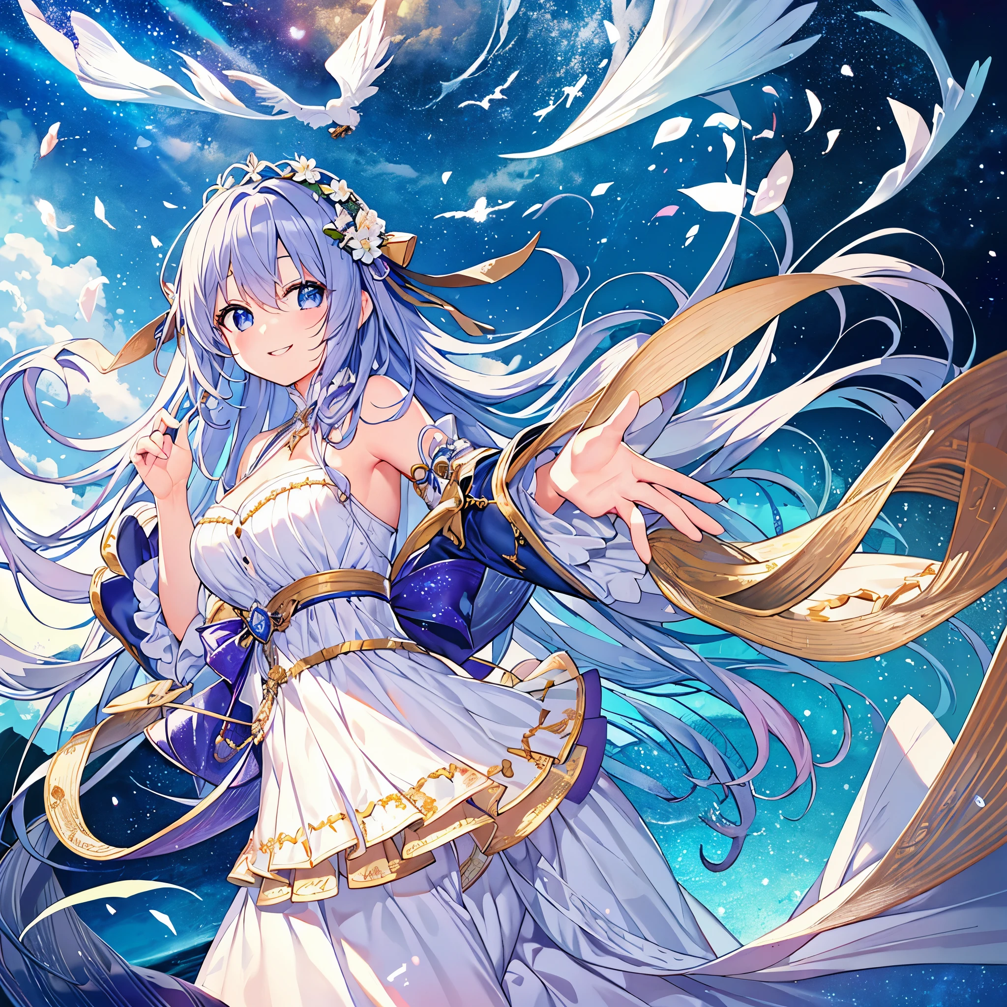 highest quality、masterpiece、High resolution、One beautiful girl、Lori、magic、detailed face、smile、White Magus