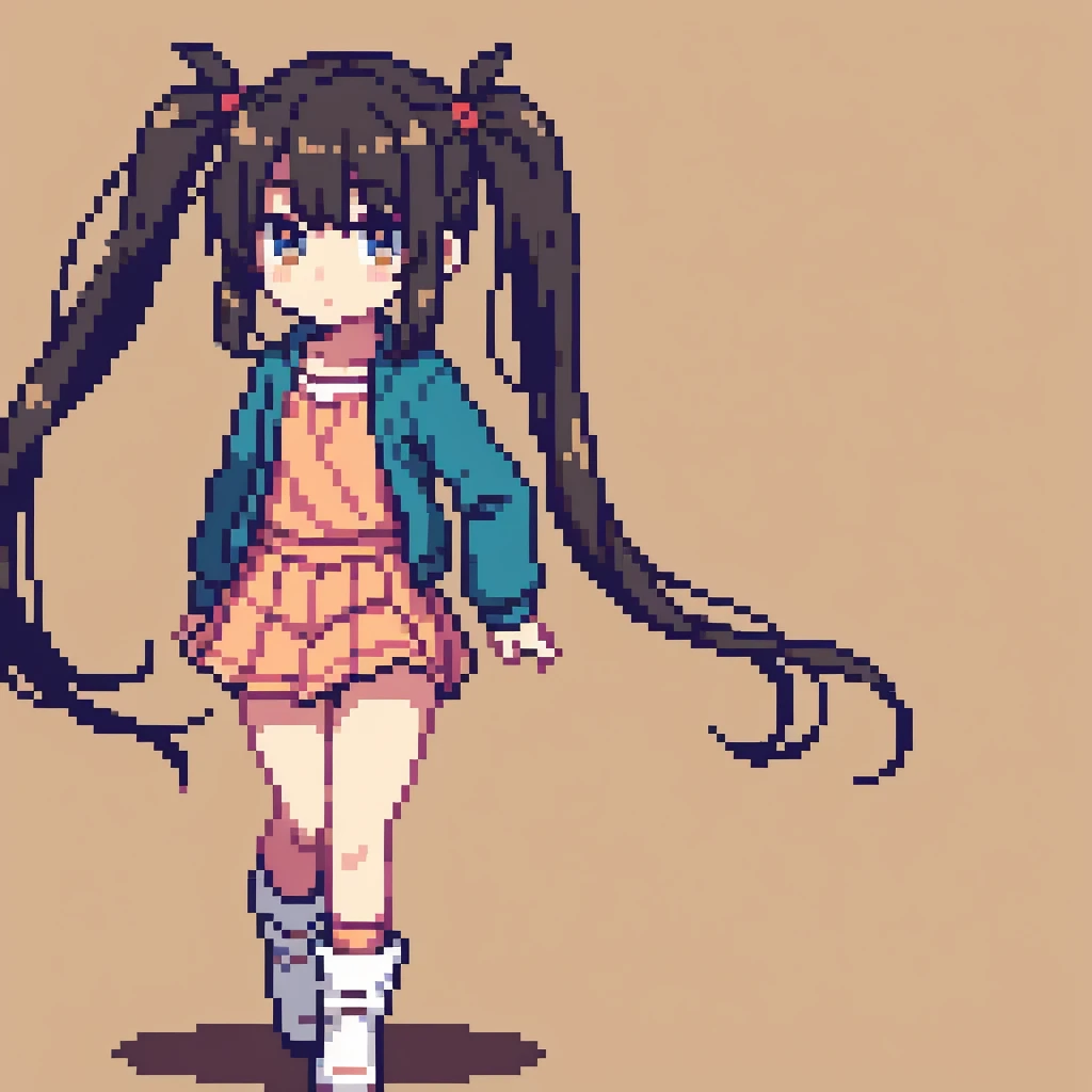 long twin tails Standing on one leg