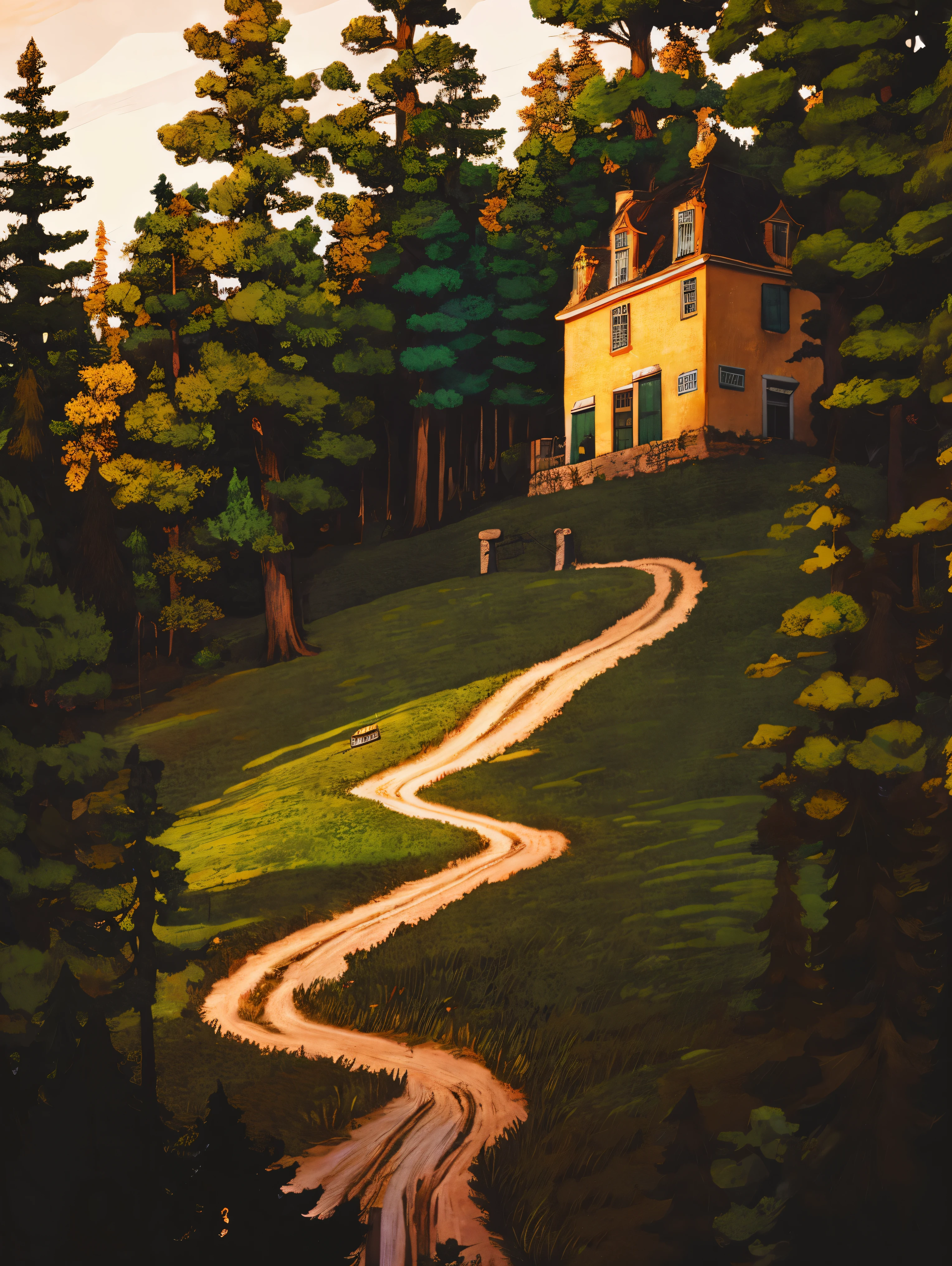 one house on the hill, force ground forest