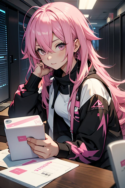 To create a data table based on an SCP partition, Girl with pink hair, marshmallow hair, Anime style