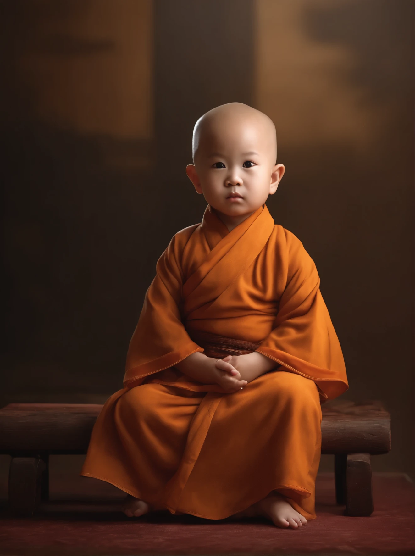 (A meditative little monk),(Bald),(face round),(Adorable),(Chubby),(Chinese children),(3 ),(Best quality,4K,8K,A high resolution,Masterpiece:1.2),(Ultra-detailed),(Realistic,Photorealistic,photo-realistic:1.37),(hdr),(hyper HD),(Studio lighting),(Ultra-fine painting),(Sharp focus),(Physically-based rendering),(Extreme detail description),(professional),(Vivid colorokeh),(sportrait),(Chinese calligraphy),(Warm color tones),(Soft lighting)