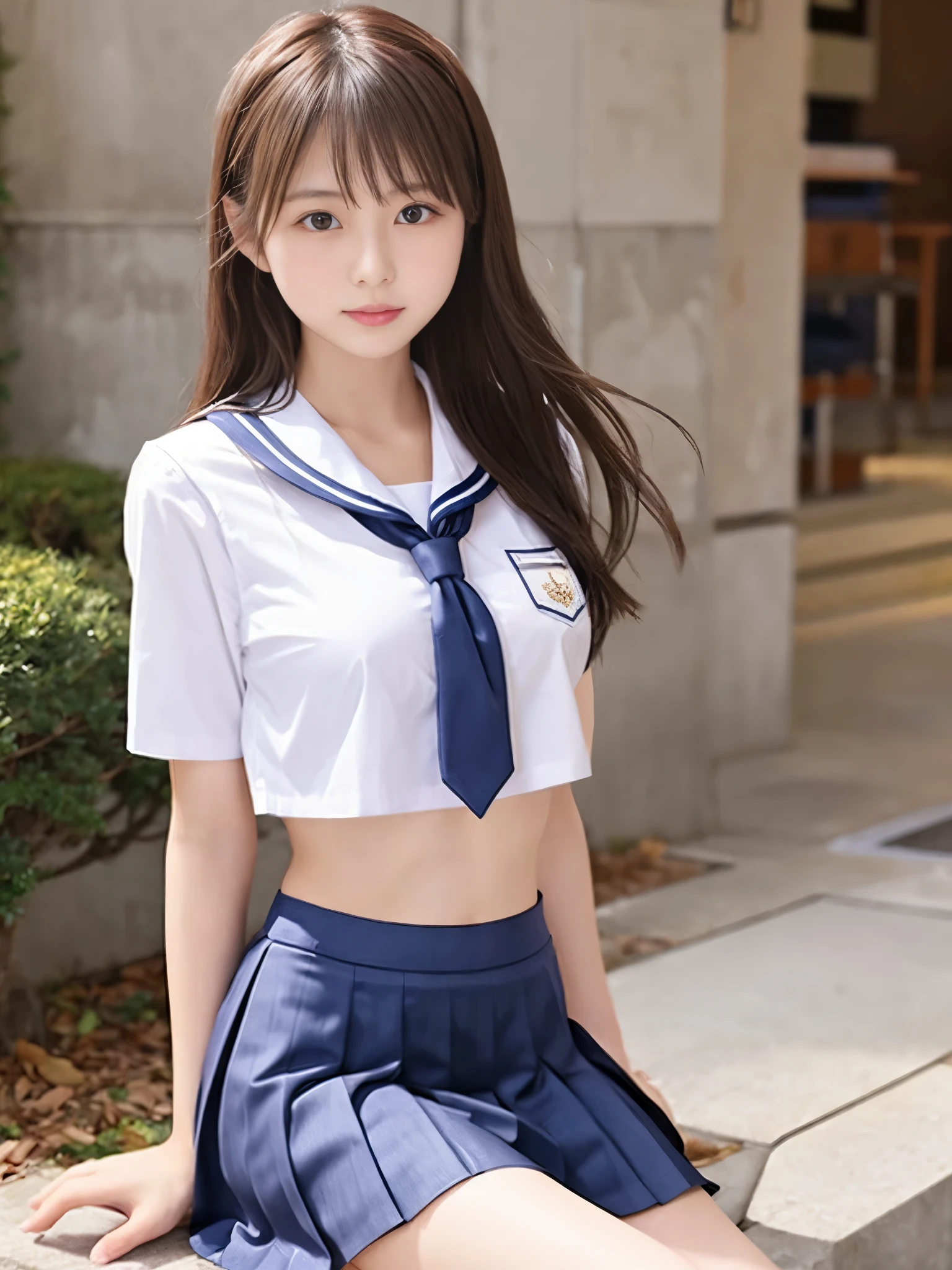 (masterpiece、high resolution、high quality)、Japanese beautiful girl:1.3、-yeld elure body、Beautiful body、Soaring、night、Laughter、Clear Eyes、、Beautiful Skin、 (High 、Sailor suit、Breasts exposed from uniform) ,The uniform is peeled off and you can see your nakedness.、 fully visible、Very beautiful breasts、Small breasts、Beautiful cherry-colored areola、Beautiful erect nipples、Small butt、Thin arms、Thin legs、Narrow waist、Shaved、Professional Photography、prairie、Grass is overgrown on one side、Cool breeze