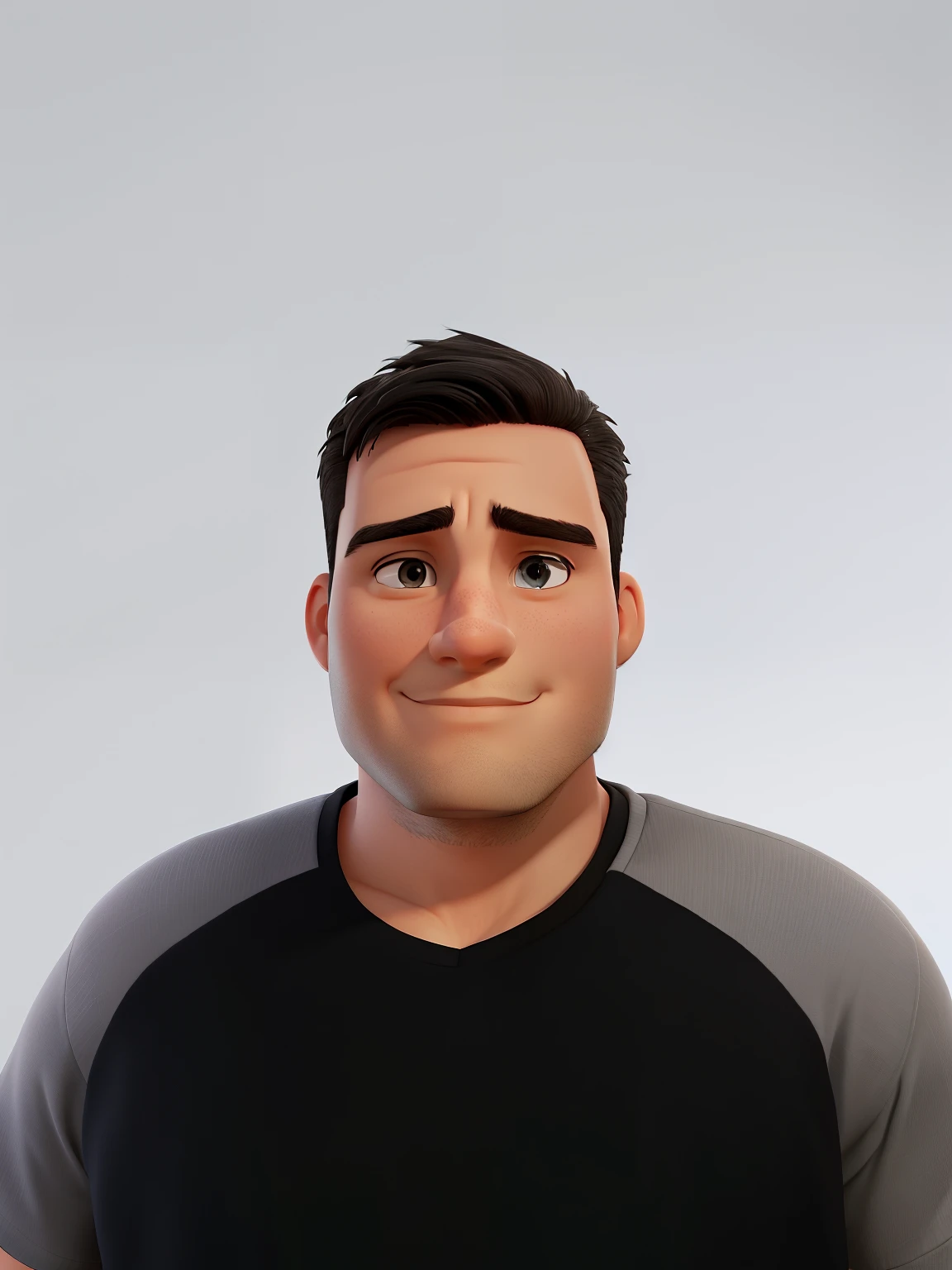 The image shows a man wearing a black and gray shirt, standing in front of a white wall. He appears to be looking at the camera, possibly posing for a photo. The man, The image shows a man wearing a black and gray shirt, standing in front of a white wall. He appears to be looking at the camera, possibly posing for a photo. The man has his hair styled in a short cut. The overall scene is a simple, straightforward portrait of the man against a plain white background.