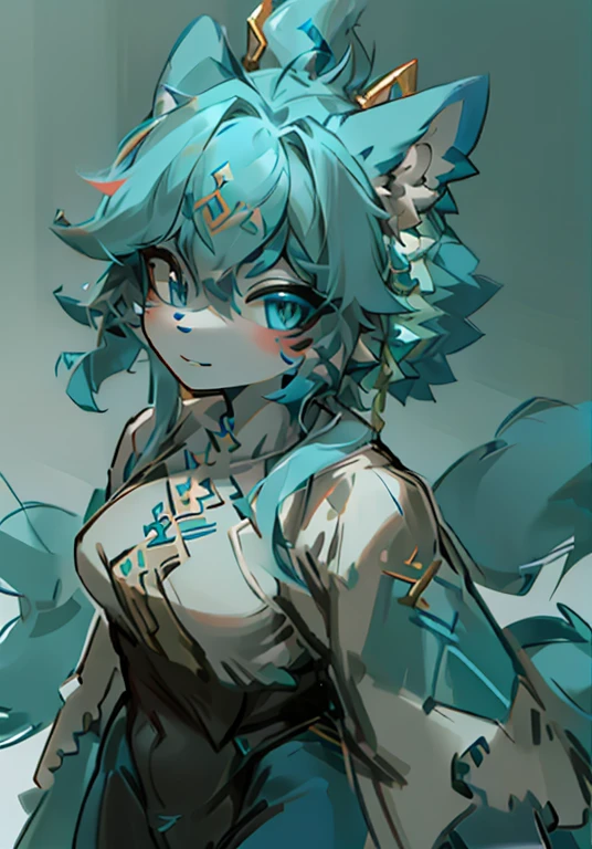 olhos com brilho, in a panoramic view, foco do personagem solo, peluda, Loba feminina peluda, Pelo azul-branco para mulher , olhos de cor azul, cabelos azuis(O longo),com roupas e com corpo atraente, pantare,Estilo jovem,altura de um metro sete,bonita , There is a tail,