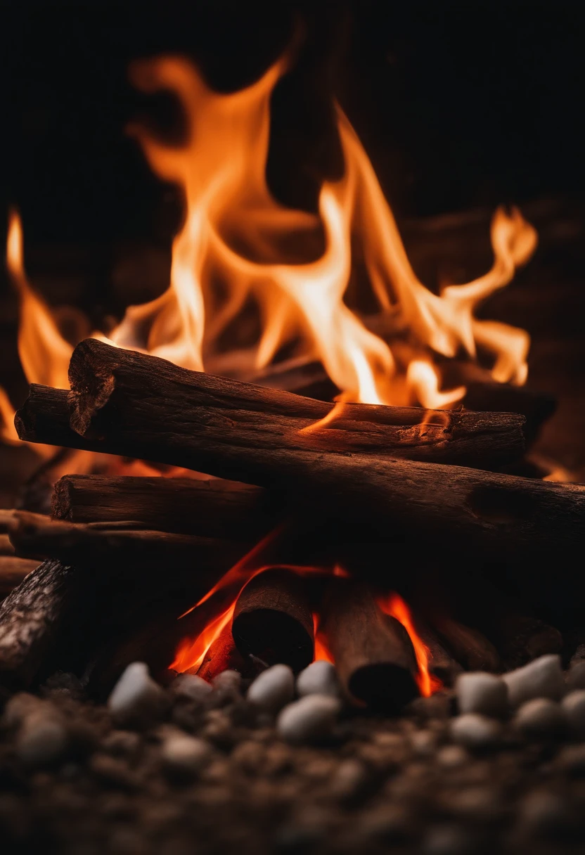 a creative shot of colorful flames in a bonfire by adding various substances like salt or copper chloride to create vibrant, unique effects