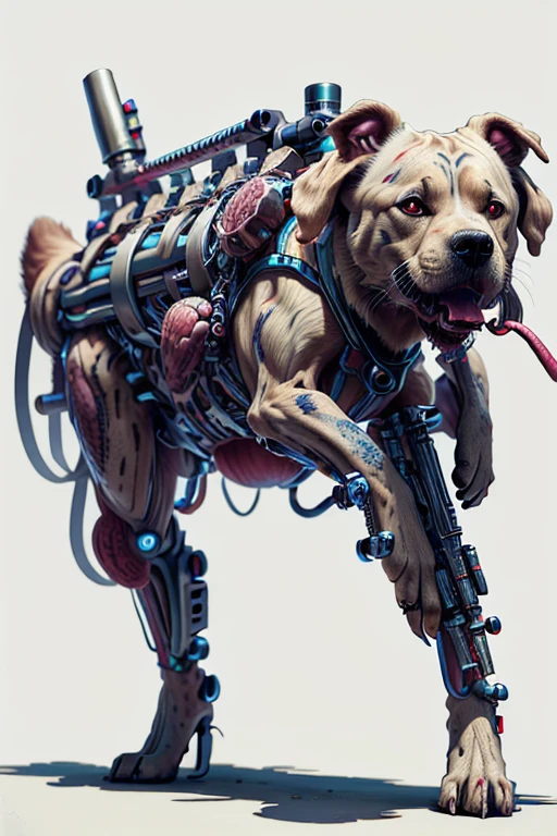 An Hybrid fusion of a dog and acannon,biopunk gun