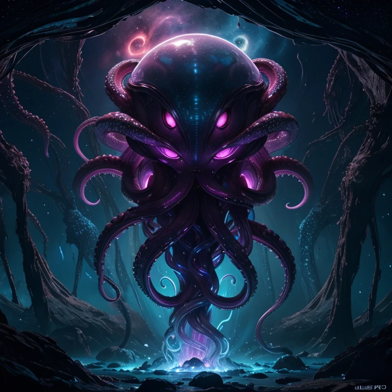 ((Alien octopi)), ((multiple octopi)),floating in space,enchanting cosmic scene,ethereal glow,colorful nebulae,hypnotic tentacles,dazzling bioluminescence, intricate details,mystical creatures,evoking otherworldly mystery,(extraterrestrial cephalopods),interstellar tranquility,(best quality,4k,8k,highres,masterpiece:1.2),ultra-detailed,alien anatomy,glowing eyes,translucent skin,graceful movement,mesmerizing patterns,deep space exploration,aquatic wonders in the cosmos,objets d'art,unearthly beauty and grace,alien intelligence revealed,cosmic enigma unveiled,mind-bending artistry