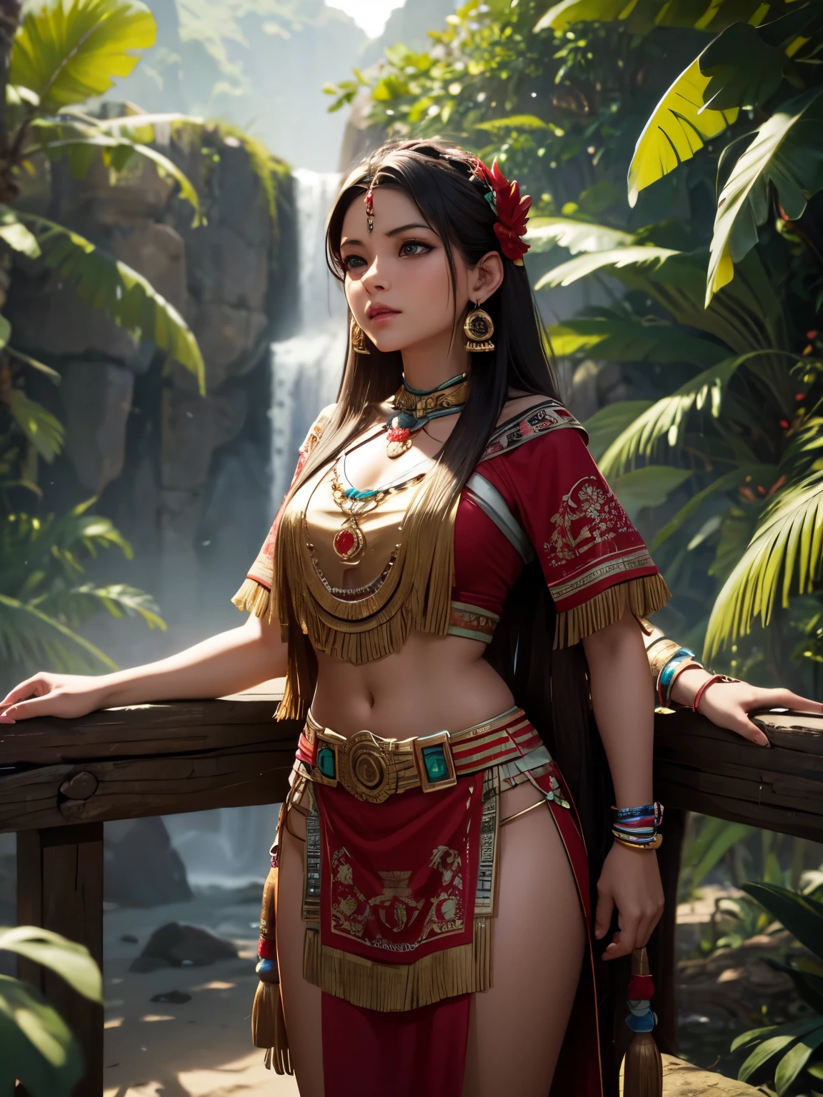 girl,, red hair, ancient native indian princess, indian dress, accesories, exposed breasts, small breasts, naked breasts, topless, vibrant appearance, creative behavior, imaginative, sensual, spontaneous, highest quality, skin texture, intricate details, (cinematic lighting), RAW photo, 8k