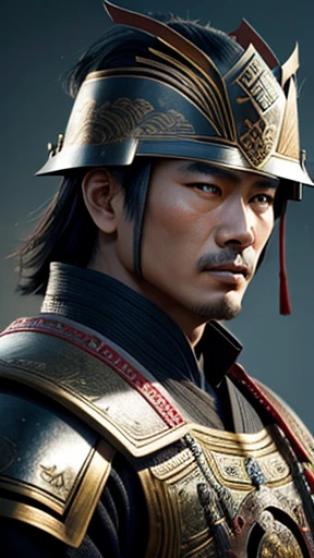 oriental、man in ancient chinese armor、Ancient Chinese man wearing a leather helmet、three kingdom、multiple warlords、highest quality、masterpiece、ultra high resolution、(realistic:1.4)、Game Posters、Clear and beautiful image quality、