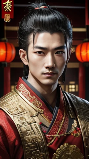 oriental、man in ancient chinese clothes、ancient chinese hairstyle man、three kingdom、multiple warlords、highest quality、masterpiece、Super high resolution、(photoreal:1.4)、Game Posters、inside the house、