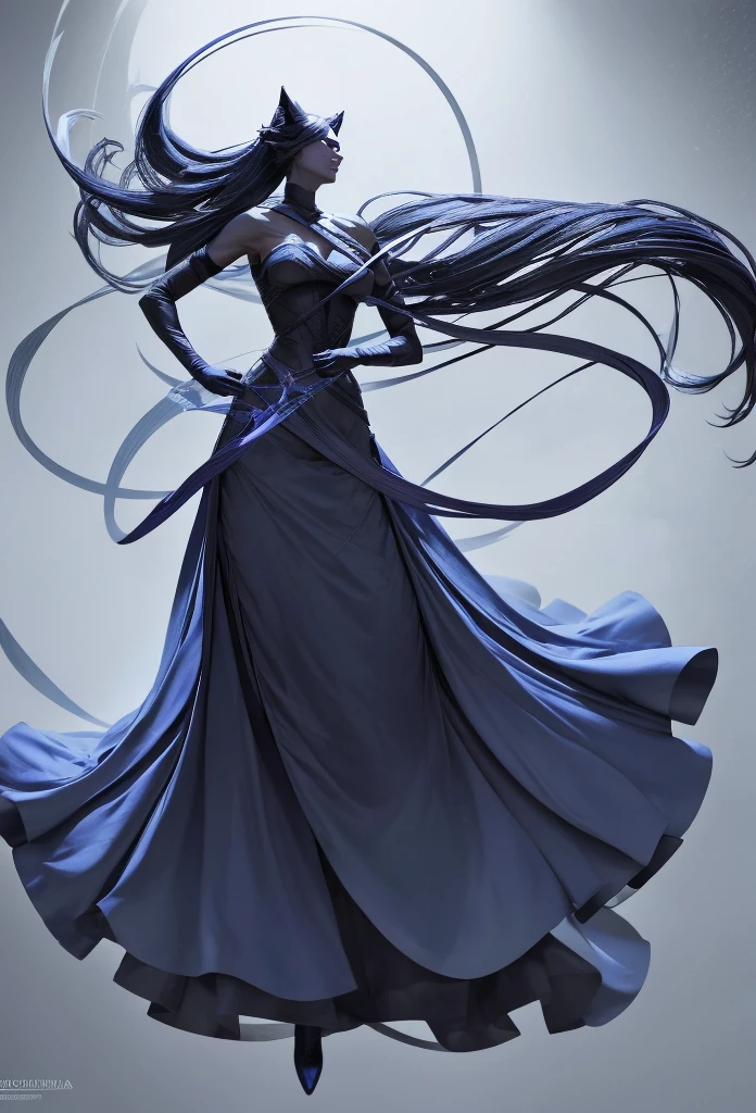 Seraphina Shadowmere is a striking figure with flowing obsidian locks that cascade down her back, contrasting against her pale, porcelain skin. Her piercing indigo eyes hold a hint of both sorrow and determination, reflecting the weight of the cursed kingdom's plight. Standing tall and graceful, she moves with an ethereal elegance, almost as if the shadows themselves dance to her silent command.