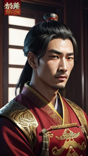 oriental、man in ancient chinese clothes、ancient chinese hairstyle man、three kingdom、multiple warlords、highest quality、masterpiece、Super high resolution、(photoreal:1.4)、Game Posters、inside the house、