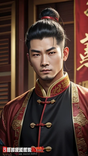 oriental、man in ancient chinese clothes、ancient chinese hairstyle man、three kingdom、multiple warlords、highest quality、masterpiece、Super high resolution、(photoreal:1.4)、Game Posters、inside the house、