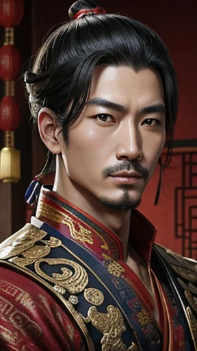 oriental、man in ancient chinese clothes、ancient chinese hairstyle man、three kingdom、multiple warlords、highest quality、masterpiece、Super high resolution、(photoreal:1.4)、Game Posters、inside the house、