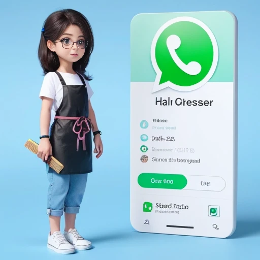 Create a 3D illustration, 9:16, an animated character, woman, hairdresser, standing casually next to a social event "Pix" media logo The character must wear a white t-shirt, with a black apron overlay, blue pants and sneakers and wearing glasses. She should hold a comb in one hand and scissors in the other. The background of the image is a profile page from the "Pix" app with the username “Tô Linda Studio” and a corresponding profile photo.