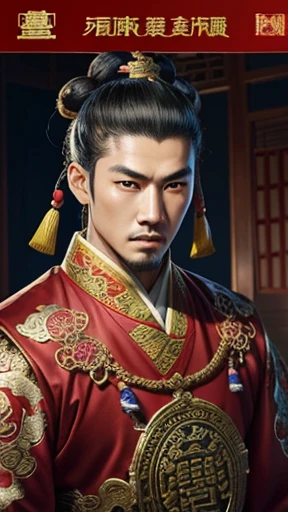 oriental、man in ancient chinese clothes、ancient chinese hairstyle man、three kingdom、multiple warlords、highest quality、masterpiece、Super high resolution、(photoreal:1.4)、Game Posters、inside the house、