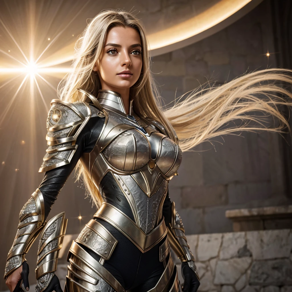 Knight of the Zodiac Aiolia de Leo, caveleira de ouro com capa branca, ataque na velocidade da luz, Saint Seya, (STYLE OCTANE RENDER!!!), (textura DIAMANTE REALISTA), CABELO REALISTA!!! (DIAMANTE BRILHANTE), (textura realista:2.0), (HDR:1.2), (4K), BLOND HAIR LONG, tiro de corpo inteiro!!!, camera low, TRAJE super detalhada ( ARMADURA), traje com pedras preciosas, ombreiras largas, nordic woman!, rosto angelical, symmetrical face, seduzir, coxas musculosas definidas, SALA DO TRONO MAJESTADE, corpo inteiro, mostre as pernas de calcinha dourada brilhante relusente, olhos azuis sensuais, coxas BRANCA, pernas, boca vermelha, olhos pequenos, nariz fino, (Nordic ethnicity), pele branca, 22 year old girl skin clean, pele branca, skin clean, (OLHOS PERFEITOS!), hot girl, pele muito branca, albina, luzes piscando, sol (LENS FLARE!)